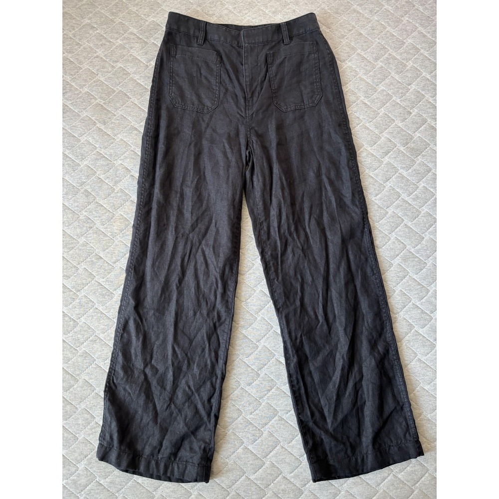 Madewell Pants Womens 2 Black Linen Wide Leg Relaxed Dress Summer Lightweight